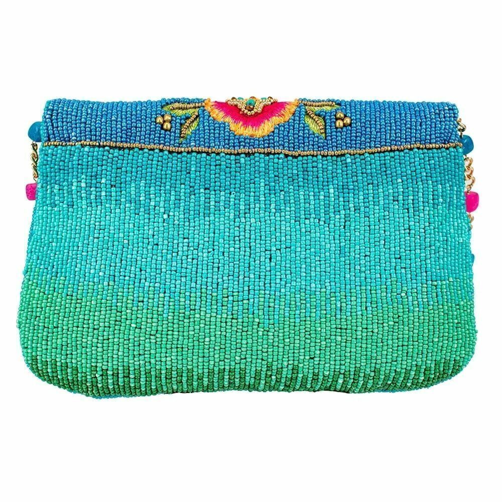 Mary Frances Butterfly Love Spring Floral Bag Beaded Handbag Blue Pink Purse NEW - Picture 7 of 7